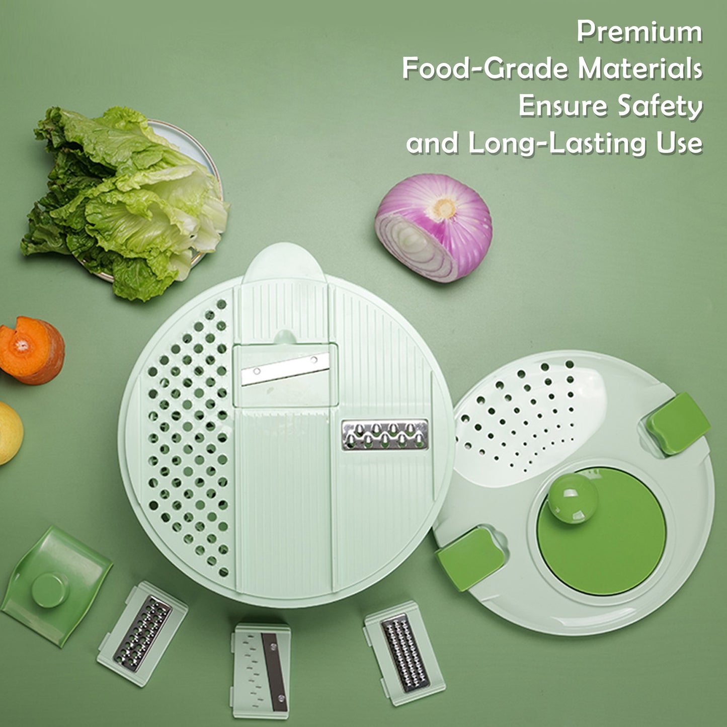 Cuisiland 9.5-inch Multi-Functional Salad Spinner & Vegetable Slicer (White)