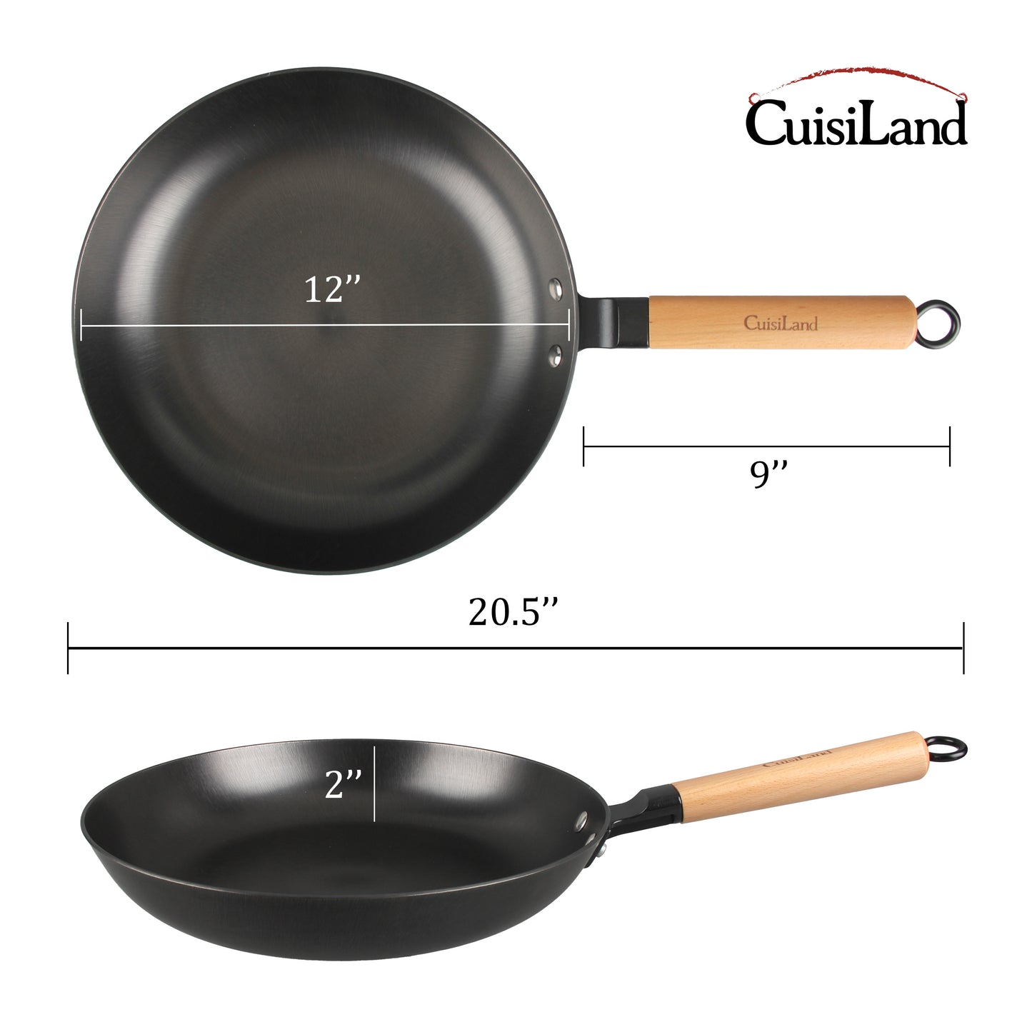 Cuisiland 12” Nitrided Cast Iron Frying Pan
