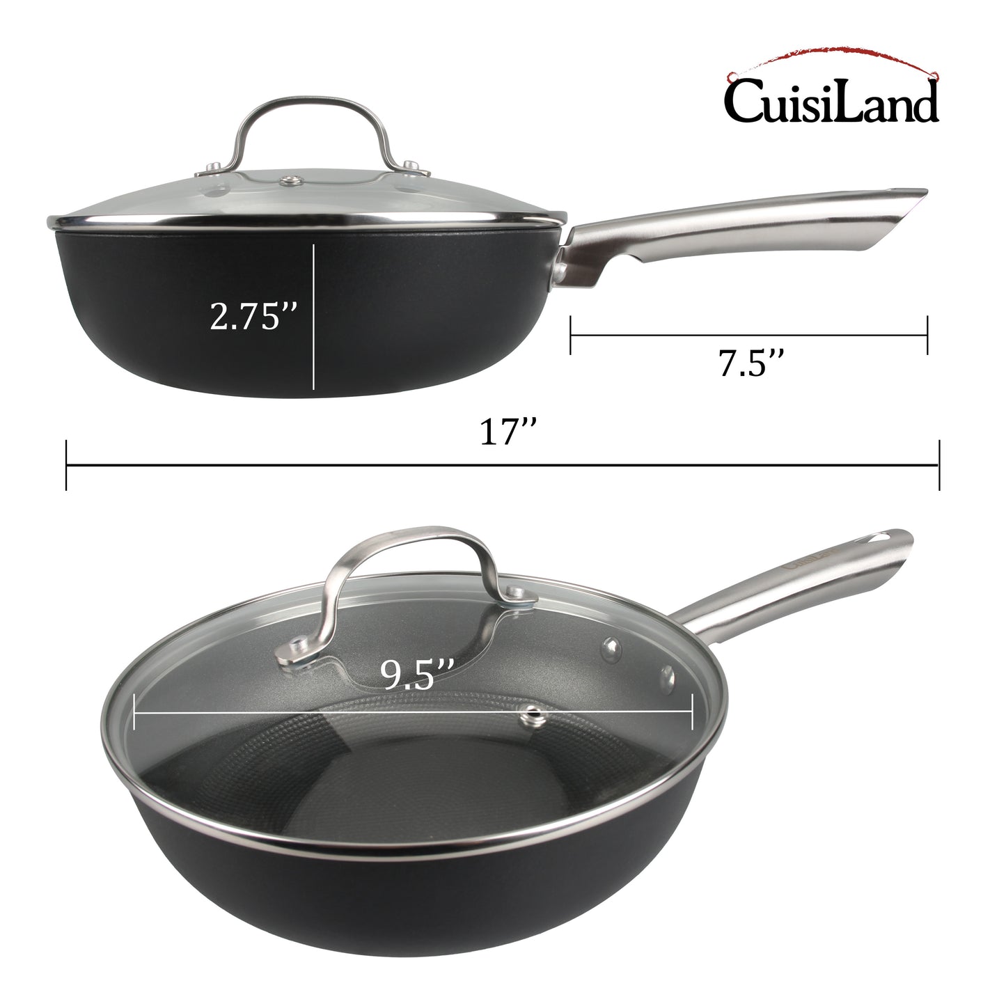 Cuisiland 10" Honeycomb Cast Iron Pan with Lid