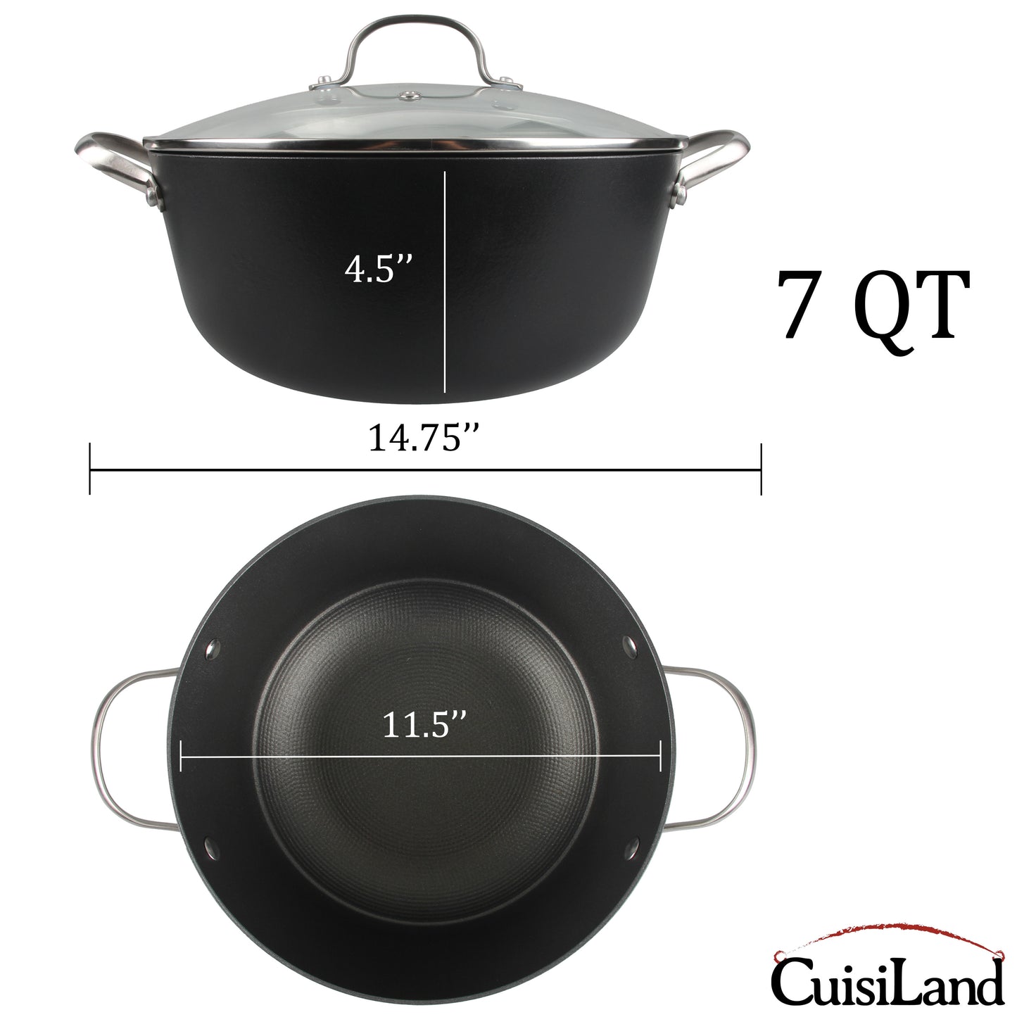 Cuisiland 7QT/11.5'' Honeycomb Cast Iron Casserole with Lid