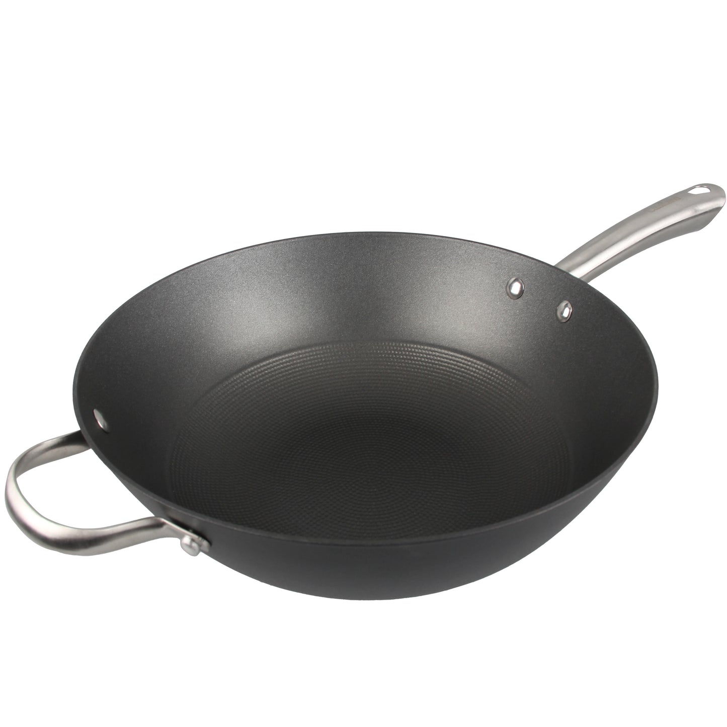 Cuisiland 12.5" Honeycomb Cast Iron Wok with Dual Handles