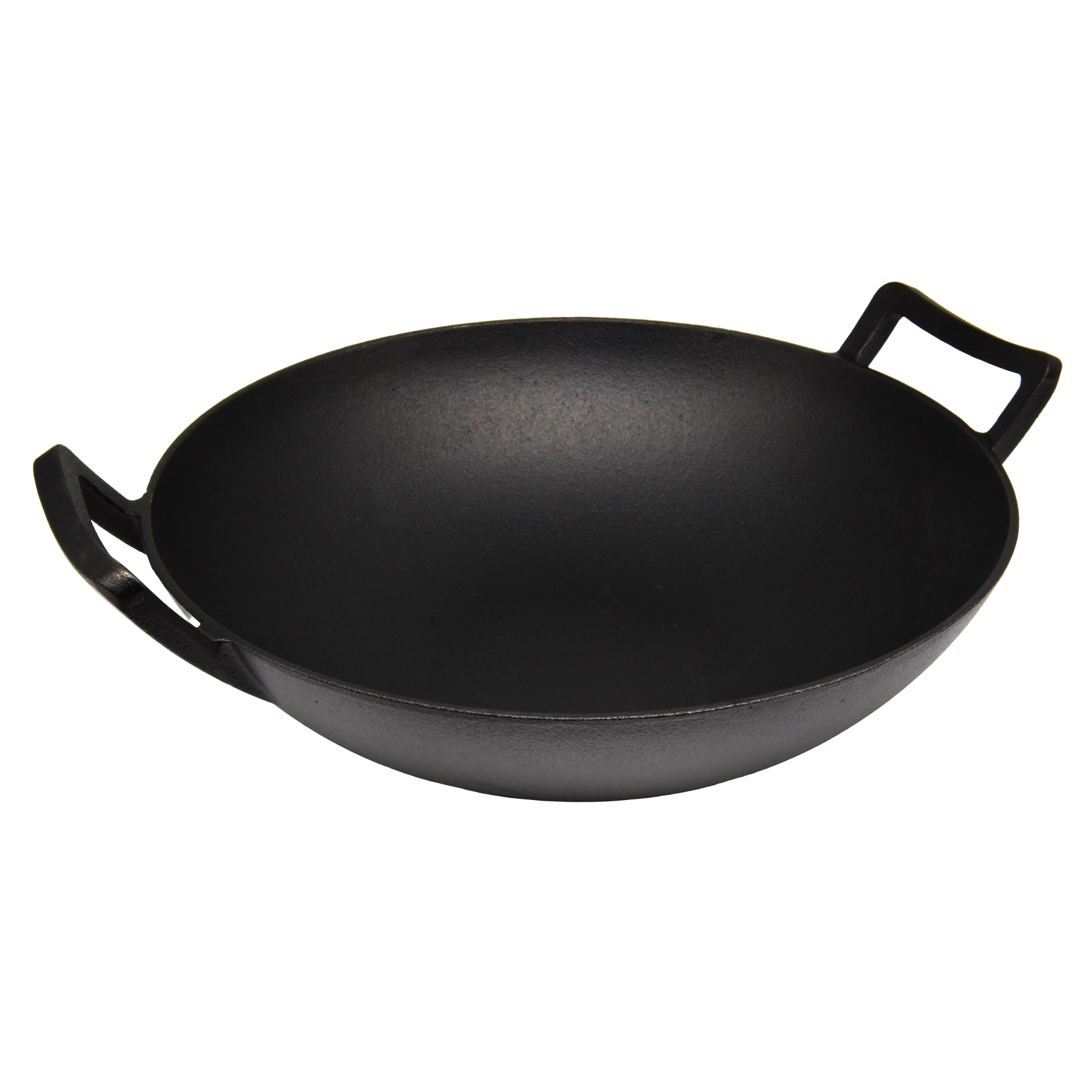 CUISILAND Pre-Seasoned 14 Cast Iron Wok with Wood Lid 