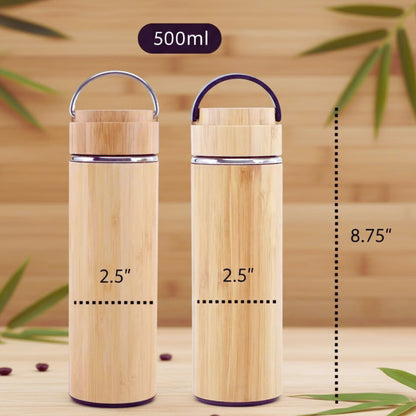 Cuisiland 500ml Bamboo Stainless Steel Tea Thermos Bottle with Handle