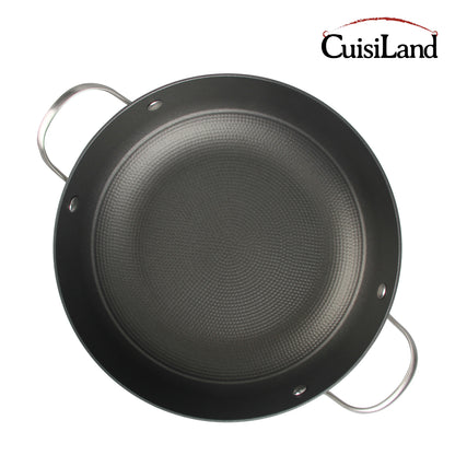 Cuisiland 11" Honeycomb Cast Iron Wok with Lid & Dual Handles