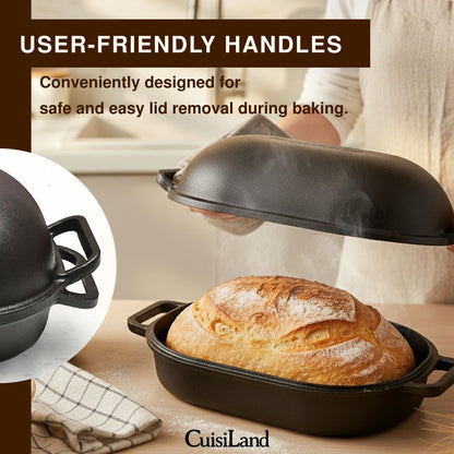 Cuisiland Large Pre-Seasoned Heavy Duty Cast Iron Bread & Loaf Pan