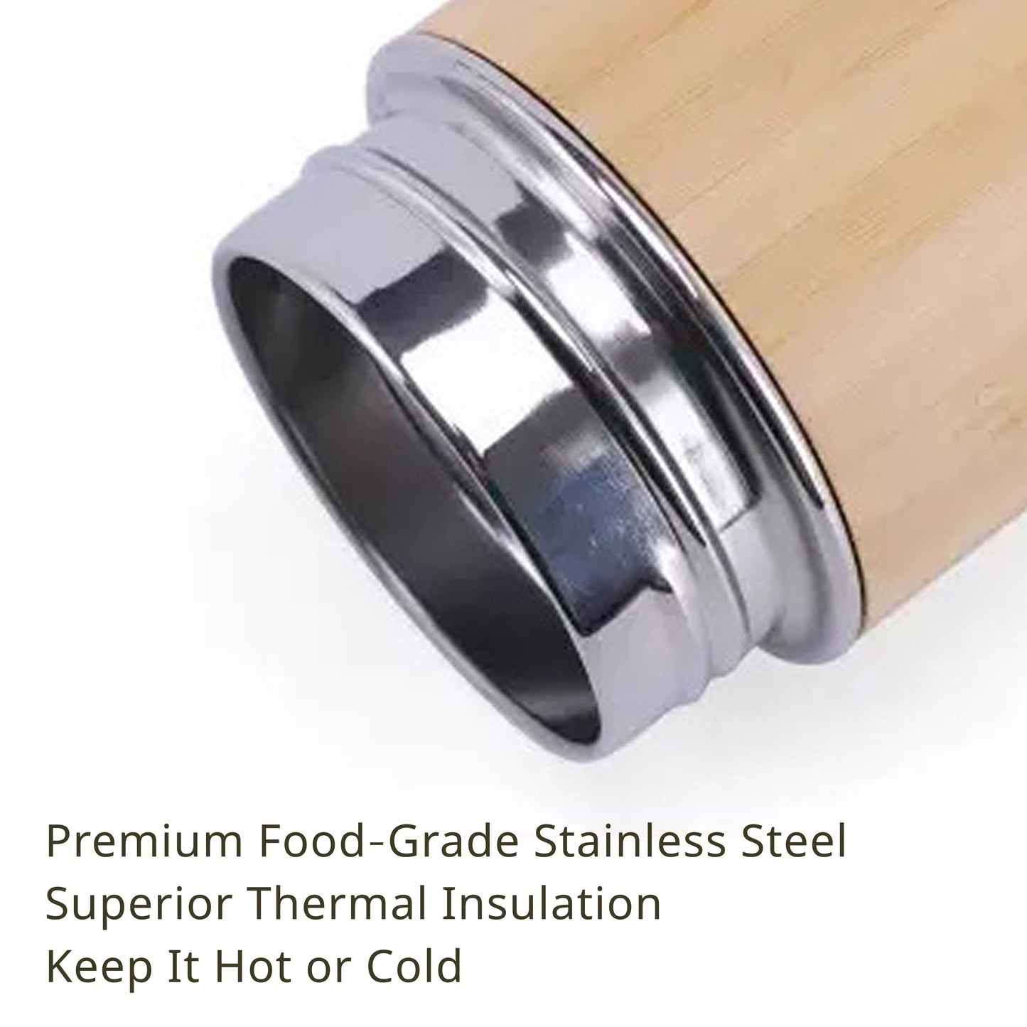 Cuisiland 500ml Bamboo Stainless Steel Tea Thermos Bottle with Handle