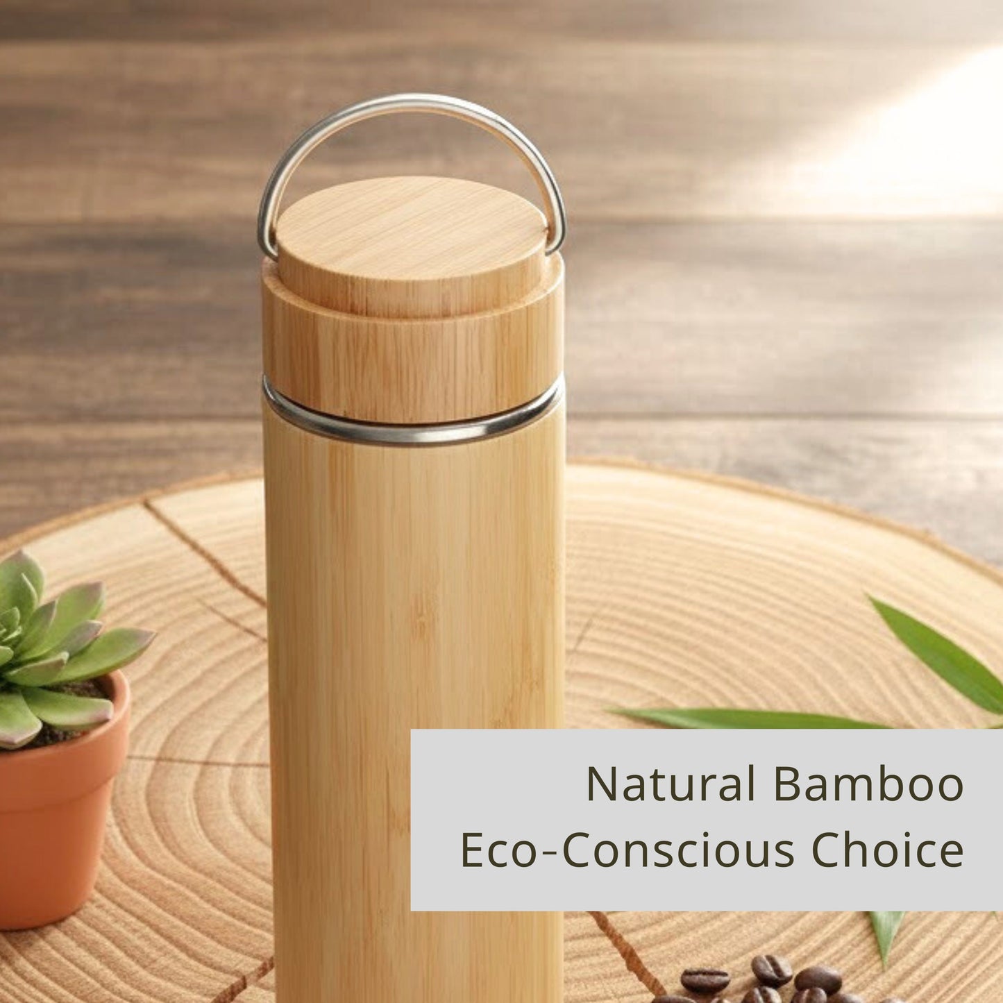 Cuisiland 500ml Bamboo Stainless Steel Tea Thermos Bottle with Handle