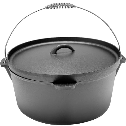 16QT Pre-seasoned Dutch Oven - Lip Lid, No Legs