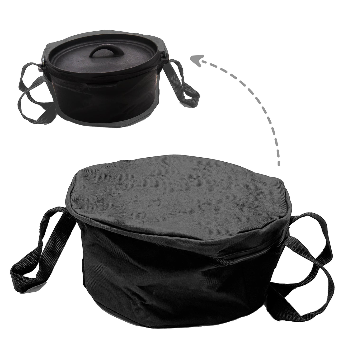 4.5QT Pre-seasoned Dutch Oven - Lip Lid, Flat Base, with Matching Storage Bag