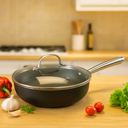 Cuisiland 10" Honeycomb Cast Iron Pan with Lid