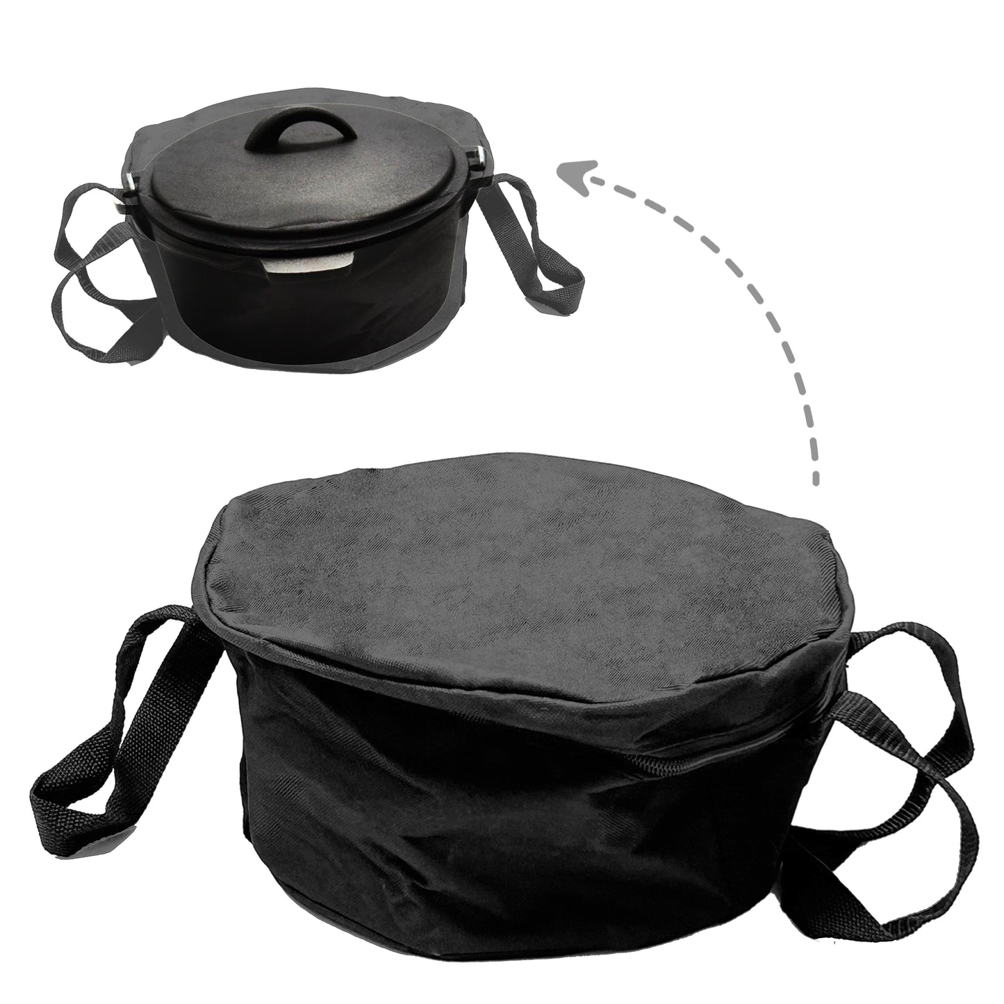 4.5QT Pre-seasoned Dutch Oven - Dome Lid, Flat Base, with Matching Storage Bag