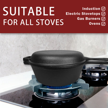 Pre-seasoned 3 pieces combo cooker 3.2qt wok with 10.25" skillet lid and silicon glove