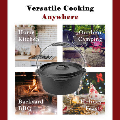 4.5QT Pre-seasoned Dutch Oven - Lip Lid, Flat Base