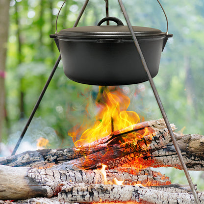 12QT Pre-seasoned Dutch Oven - Dome Lid, Flat Base