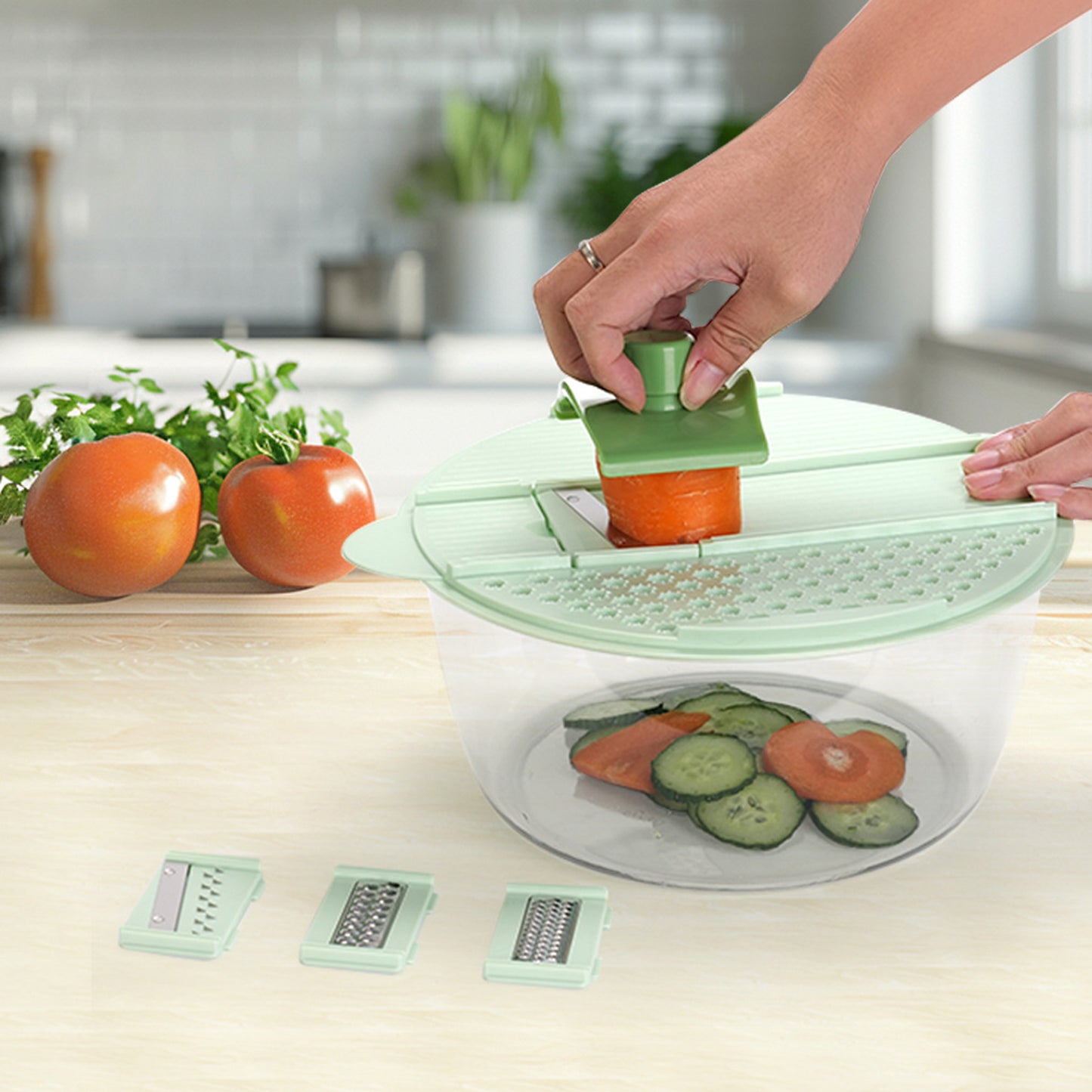 Cuisiland 9.5-inch Multi-Functional Salad Spinner & Vegetable Slicer