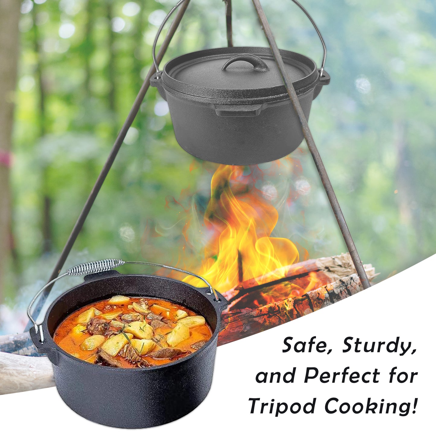 4.5QT Pre-seasoned Dutch Oven - Lip Lid, Flat Base