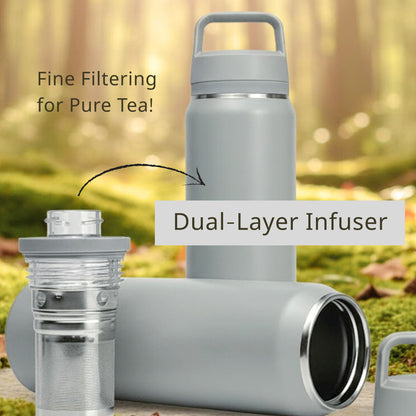 Cuisiland 700ml Stainless Steel Sports Water Bottle with Dual-Layer Tea Infuser