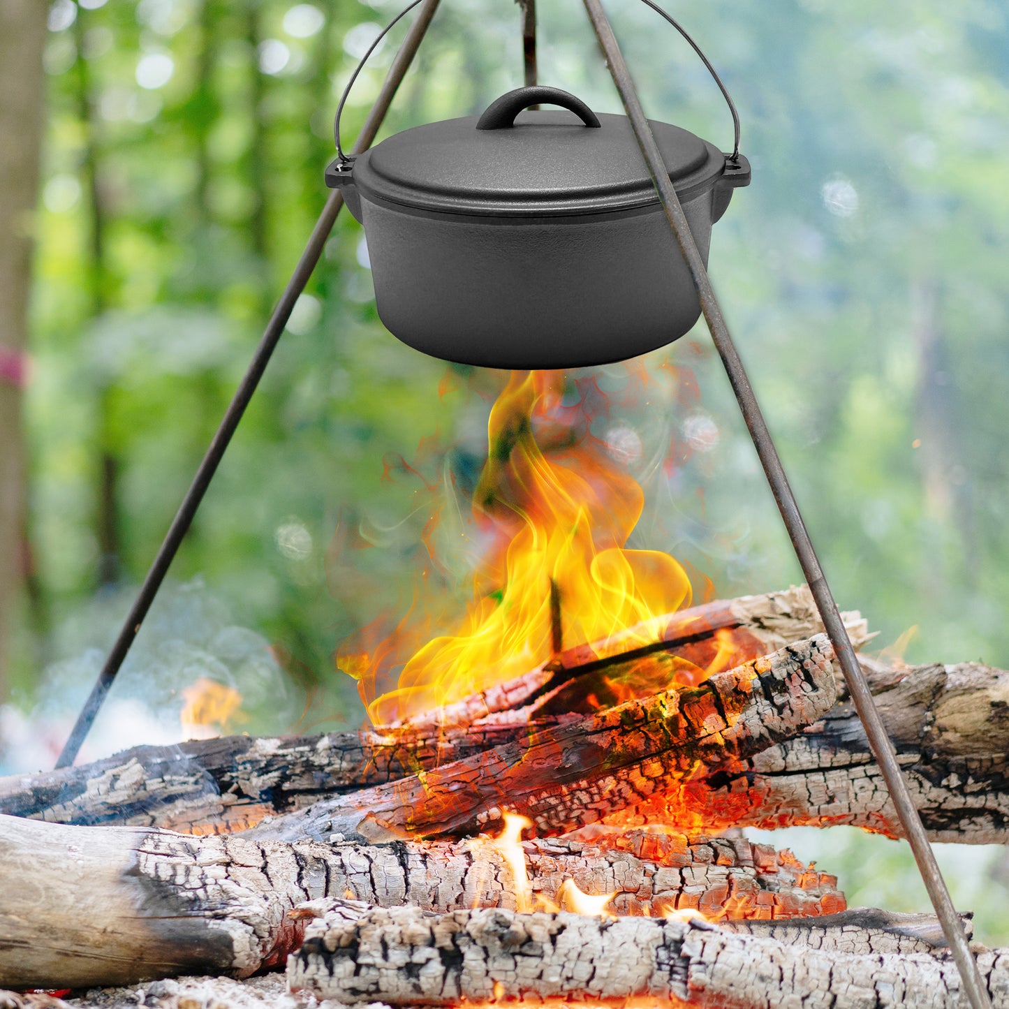 4.5QT Pre-seasoned Dutch Oven - Dome Lid, Flat Base