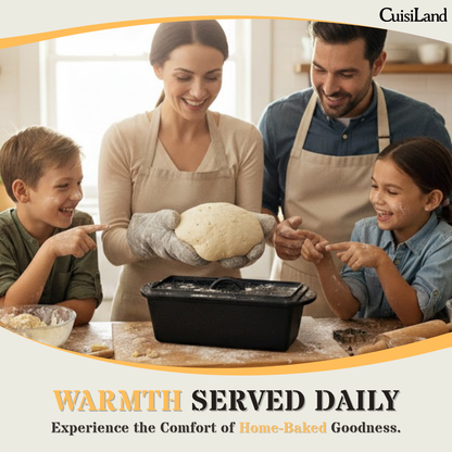 Cuisiland Cast Iron Rectangular Bread Loaf Pan, Heavy Duty 11x4.75x4,25" (14"L/Handles)  with Lid