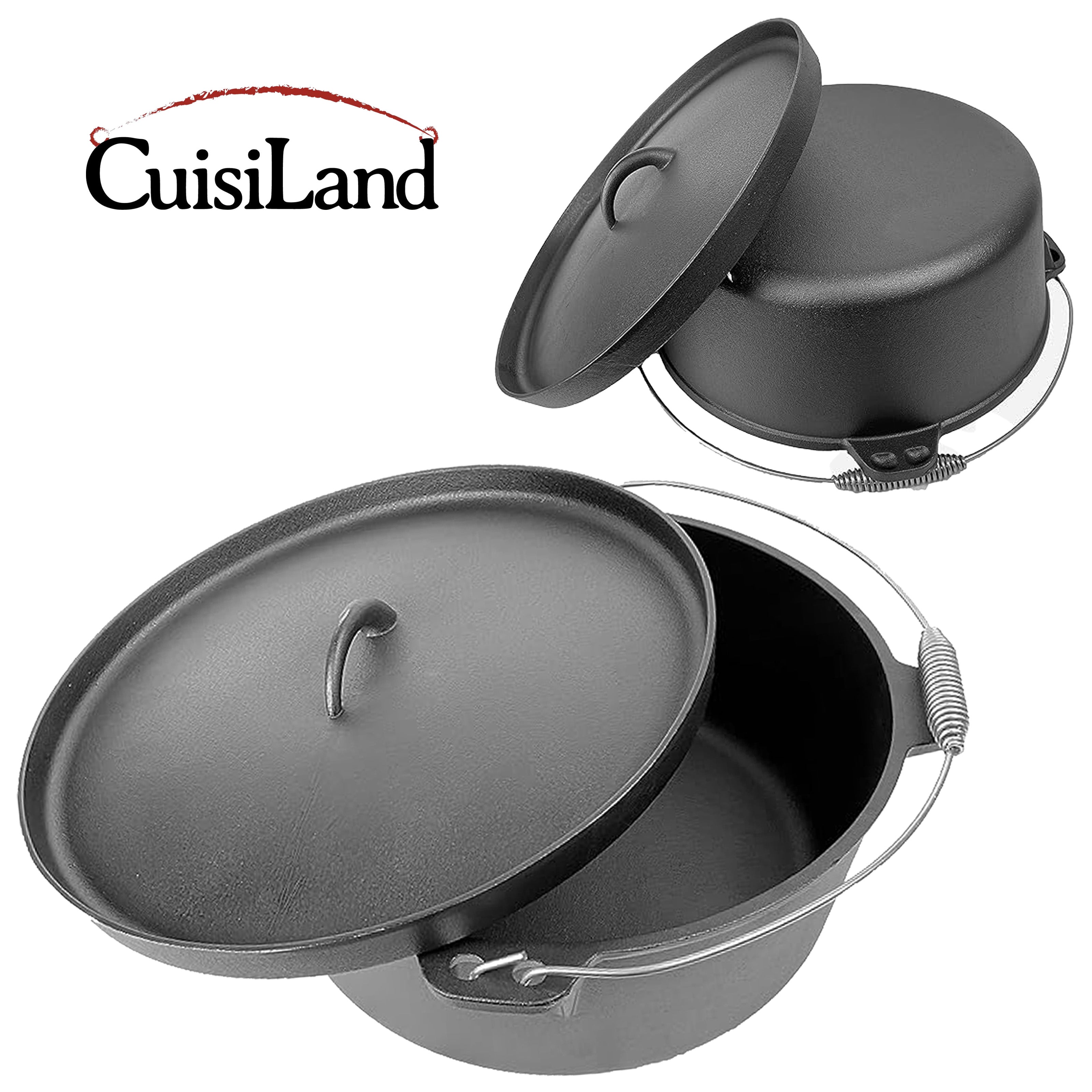 12QT Pre-seasoned Dutch Oven - Lip Lid, Flat Base – Cuisiland