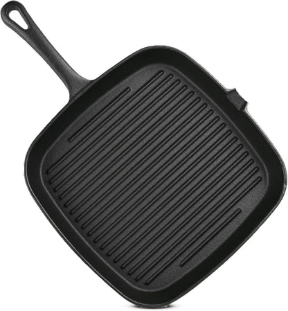Pre-Seasoned Cast Iron Square Grill Pan Skillet