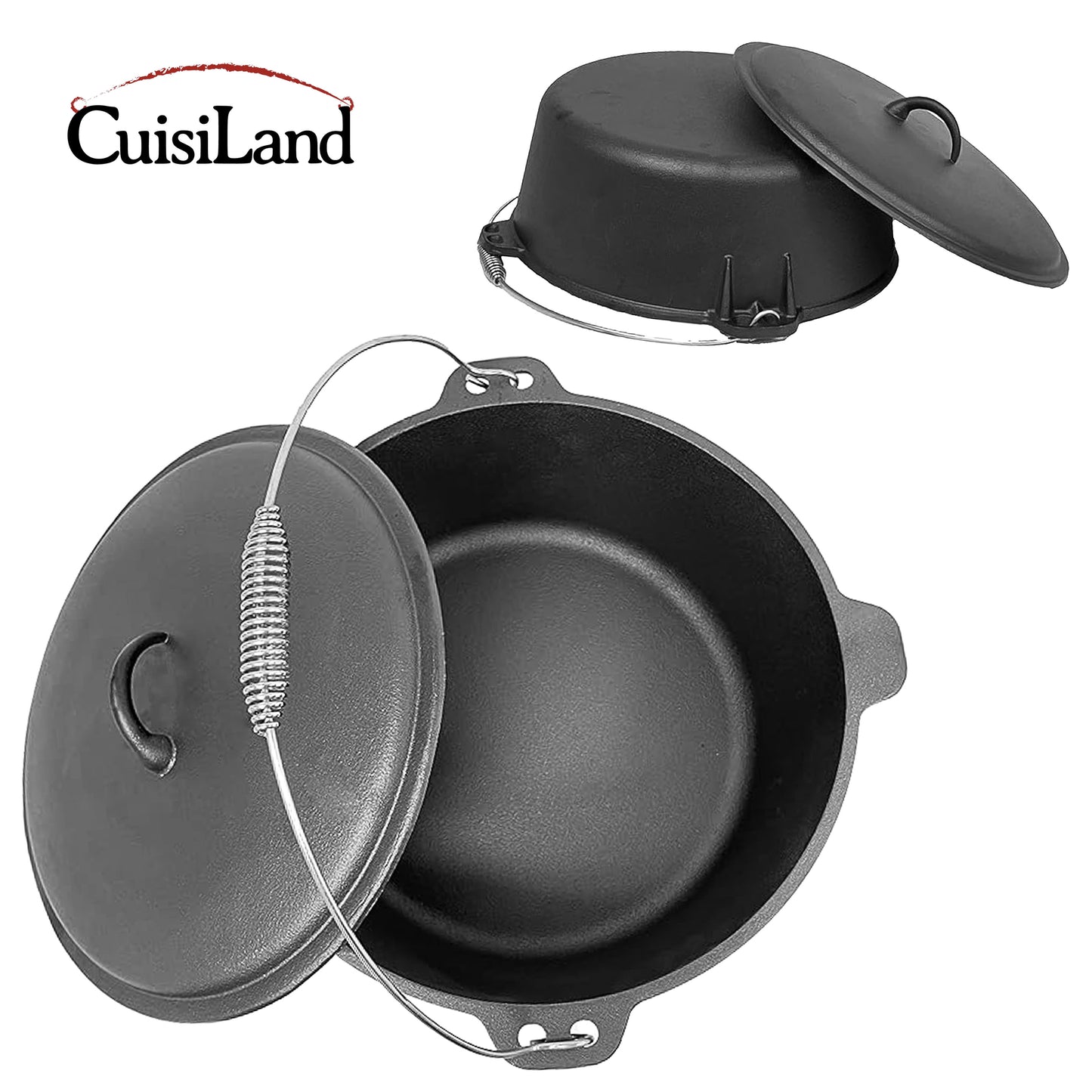12QT Pre-seasoned Dutch Oven - Dome Lid, Flat Base