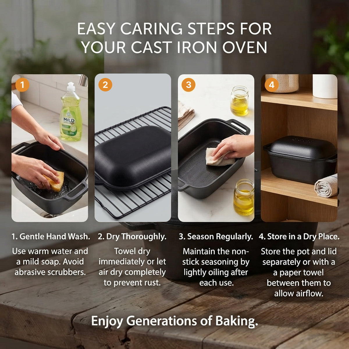 CUISILAND 4QT Pre-Seasoned Cast Iron Bread Oven 2-in-1 Covered Bread Pan