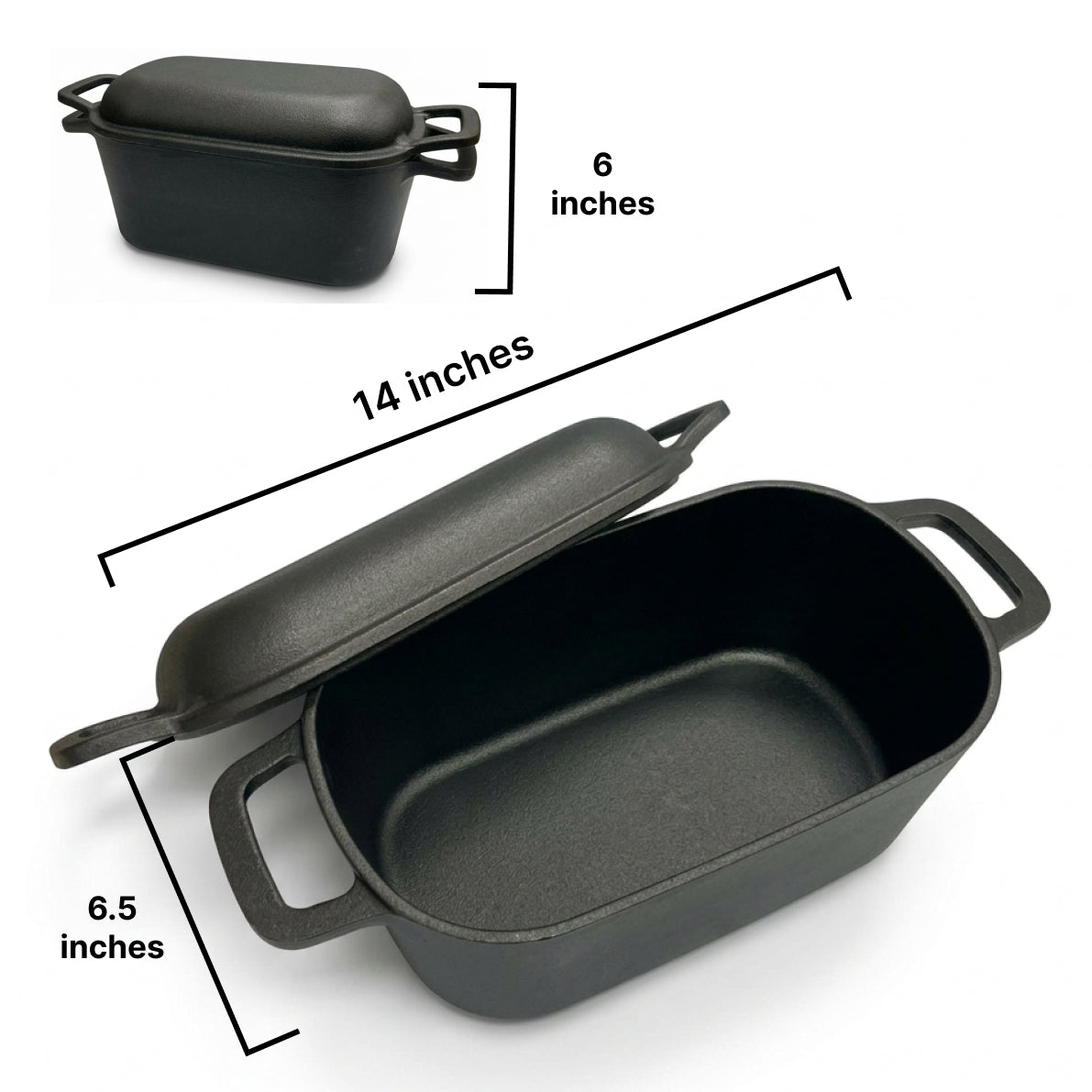 CUISILAND 4QT Pre-Seasoned Cast Iron Bread Oven 2-in-1 Covered Bread Pan