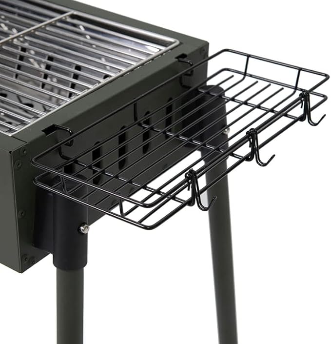 Cuisiland 35-Inch Portable Charcoal BBQ Grill | Foldable, Detachable Legs, Air Ventilation, Side Shelves, For Camping, Backyard, Patio & Picnic