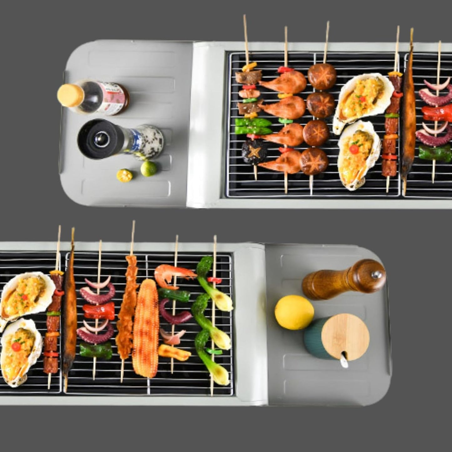 Cuisiland 48" Portable Charcoal Grill Retro Speaker Style BBQ Grill, Chrome-Plated Grate, Compact Outdoor Grill for Camping, Backyard, Patio & Picnic (Aesthetic light green)
