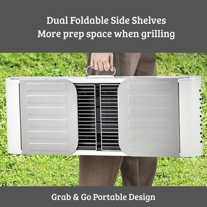 Cuisiland 48" Portable Charcoal Grill Retro Speaker Style BBQ Grill, Chrome-Plated Grate, Compact Outdoor Grill for Camping, Backyard, Patio & Picnic (Aesthetic light green)