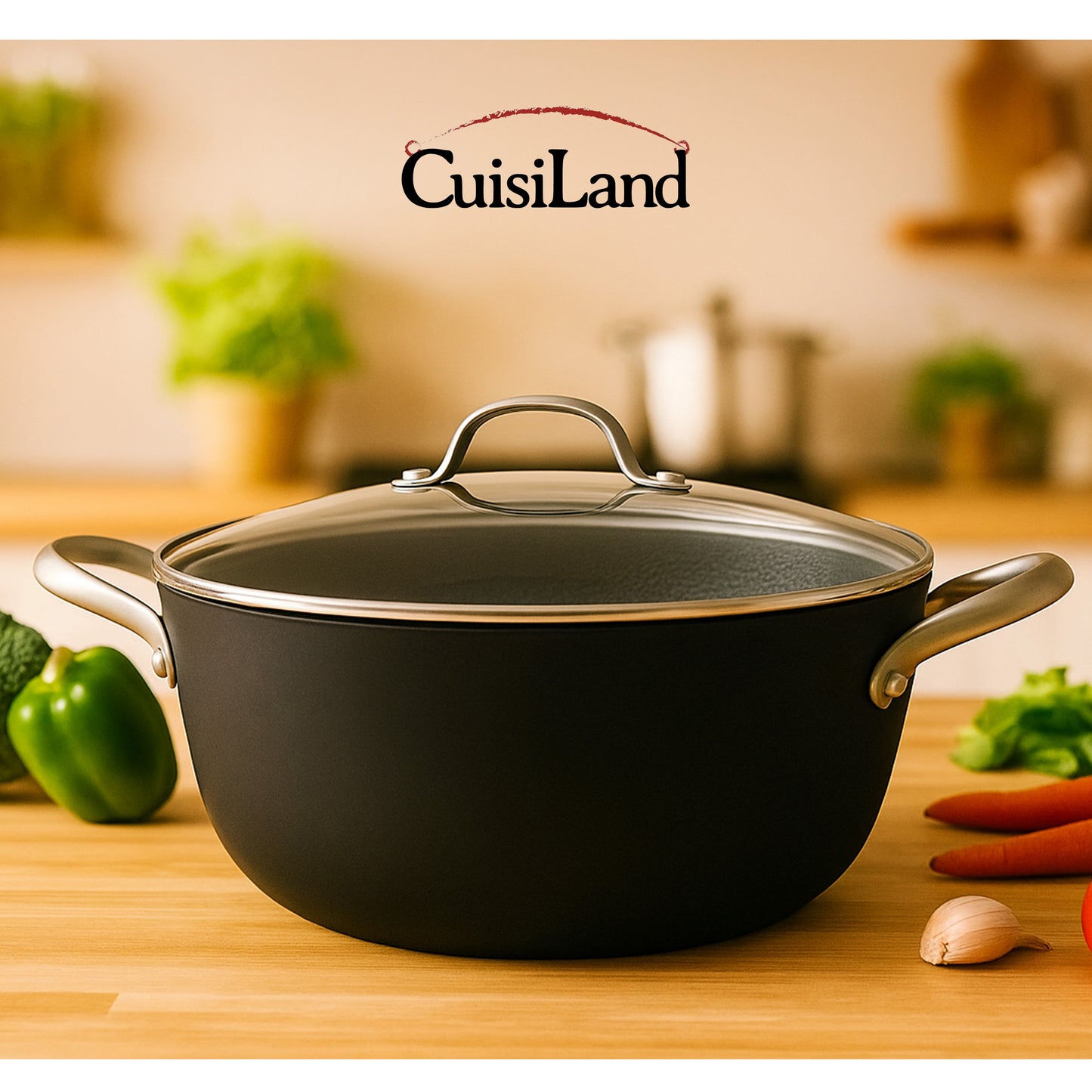 Cuisiland 7QT/11.5'' Honeycomb Cast Iron Casserole with Lid