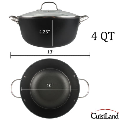 Cuisiland 4QT/10'' Honeycomb Cast Iron Casserole with Lid