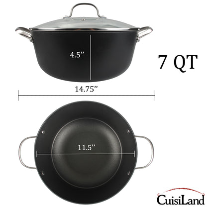 Cuisiland 7QT/11.5'' Honeycomb Cast Iron Casserole with Lid
