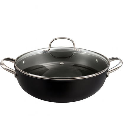 Cuisiland 11" Honeycomb Cast Iron Wok with Lid & Dual Handles