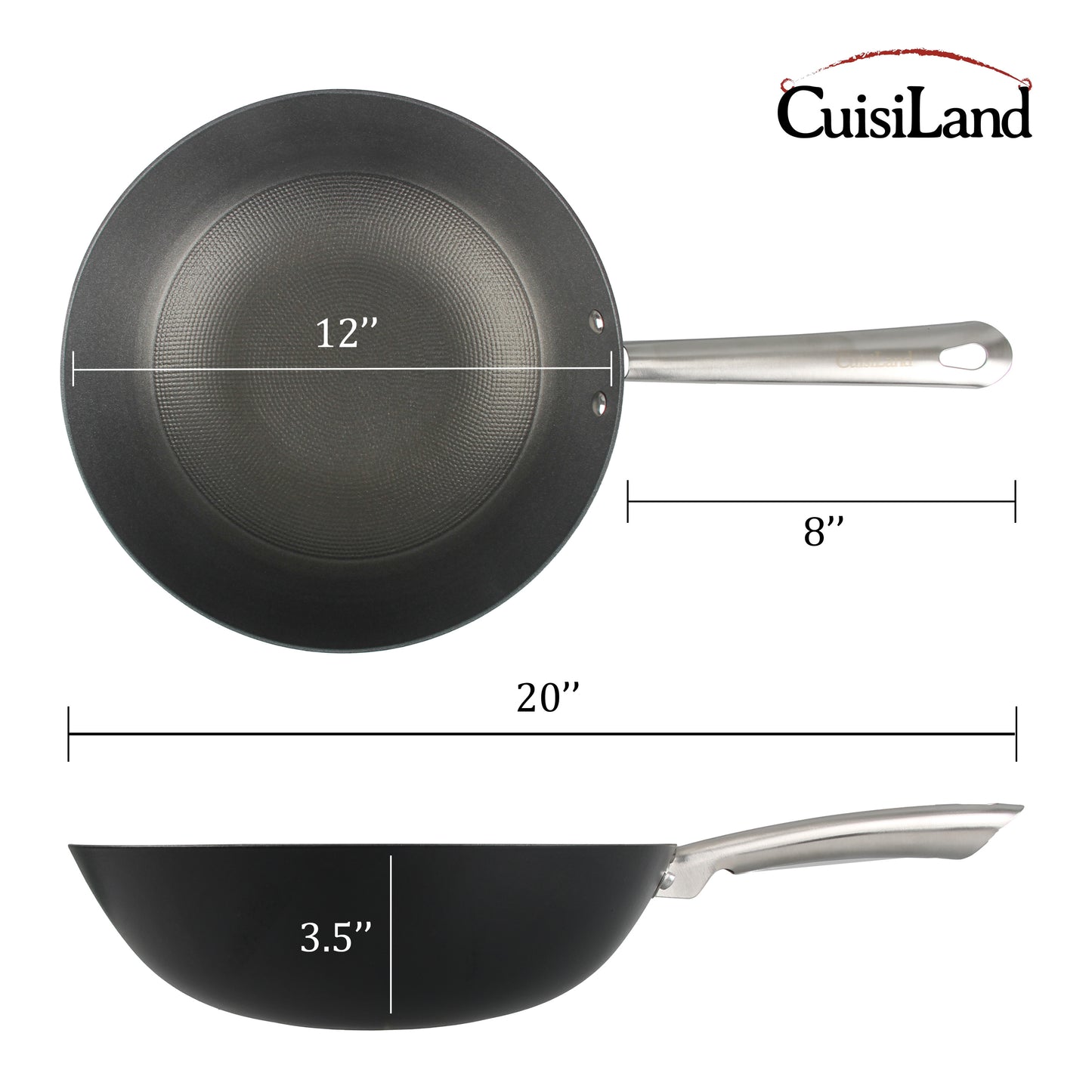 Cuisiland 12" Honeycomb Classic Cast Iron Wok