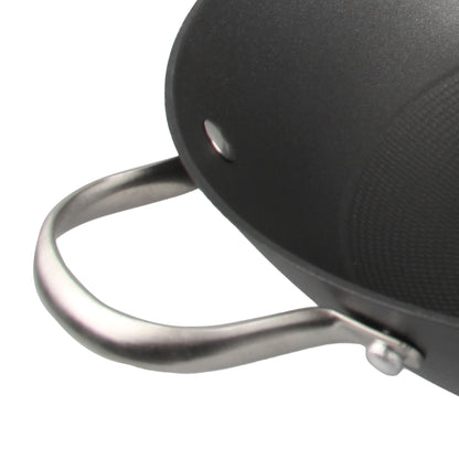 Cuisiland 12.5" Honeycomb Cast Iron Wok with Dual Handles