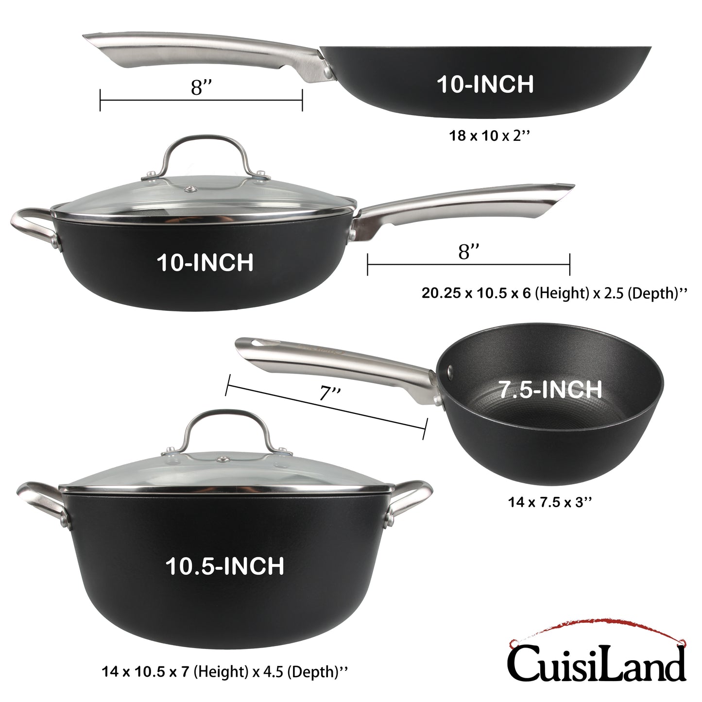 Cuisiland 4-Piece Honeycomb Cast Iron Cookware Set