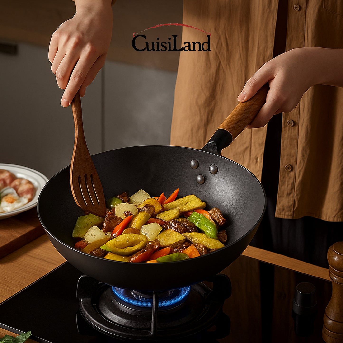Cuisiland 12" Nitrided Cast Iron Wok
