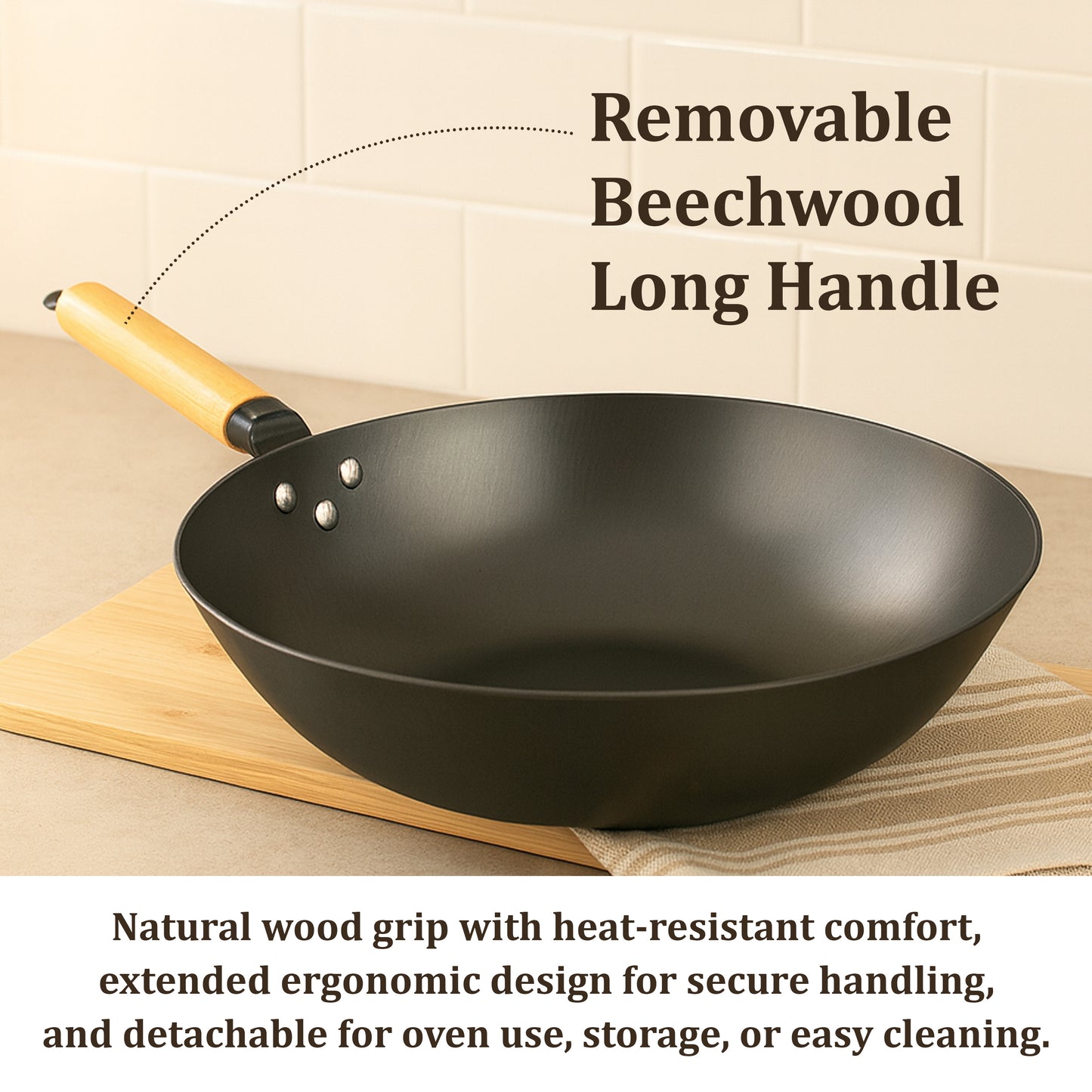 Cuisiland 12" Nitrided Cast Iron Wok