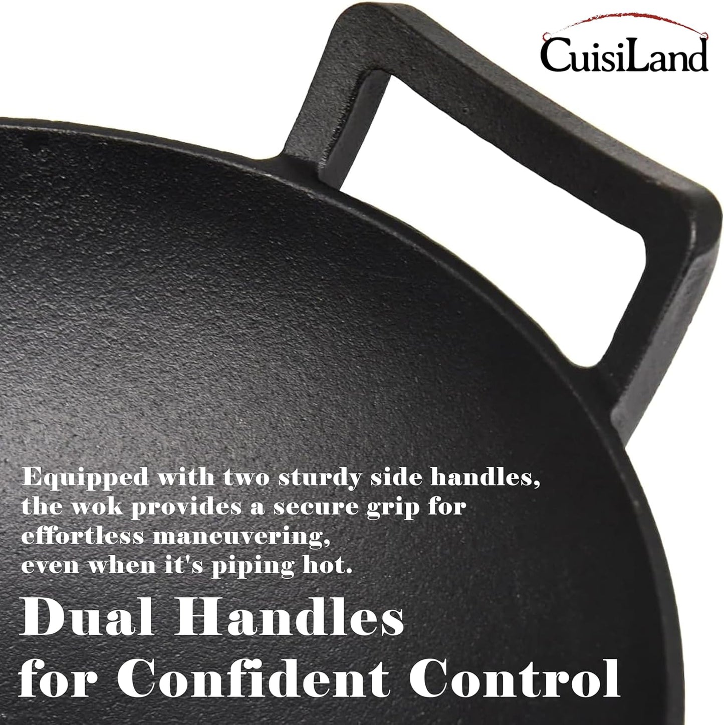 CuisiLand 12” Pre-Seasoned Cast Iron Wok