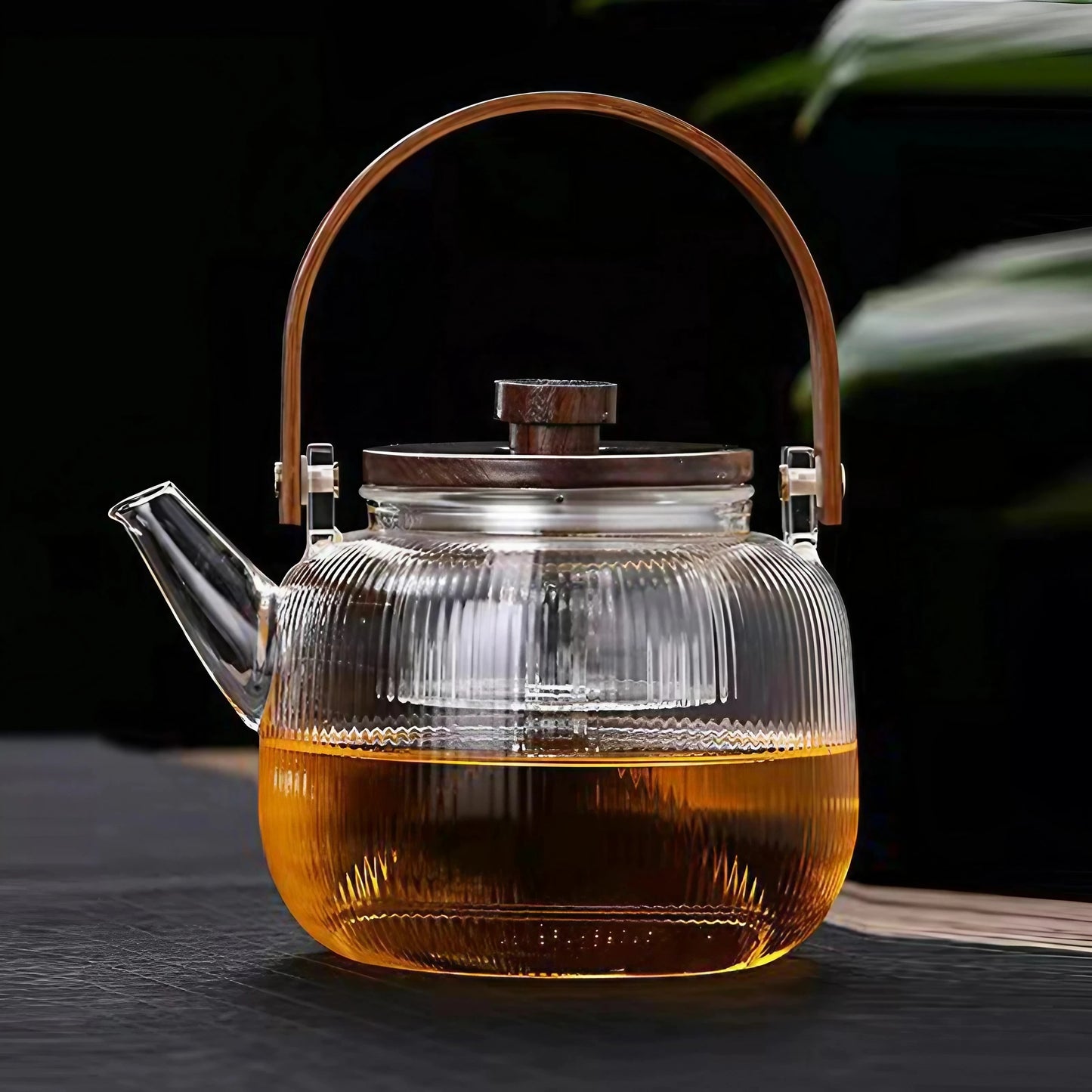 Borosilicate Glass Teakettle (Striped 1200 ml)