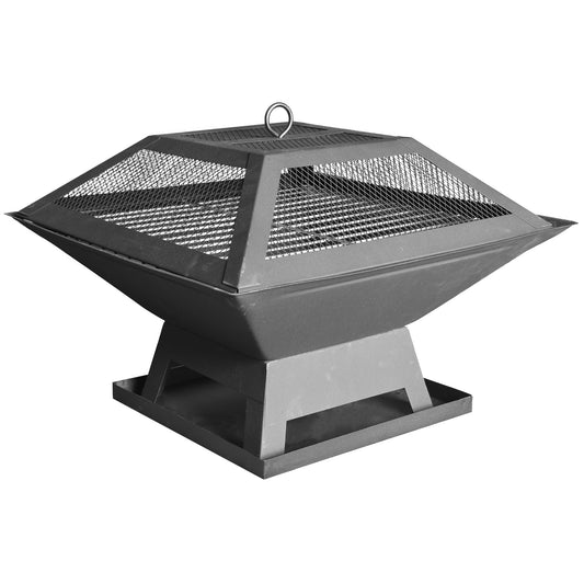 Square Outdoor Fire Pit For Charcoal or Wood Burning 46.5cm/18.5 inches