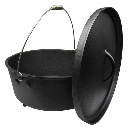 Texsport Cast Iron Dutch Oven with Legs, Lid, Dual Handles and