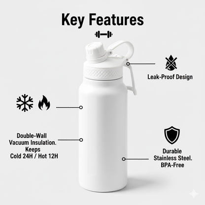 Cuisiland 750ml Stainless Steel Sports Water Bottle
