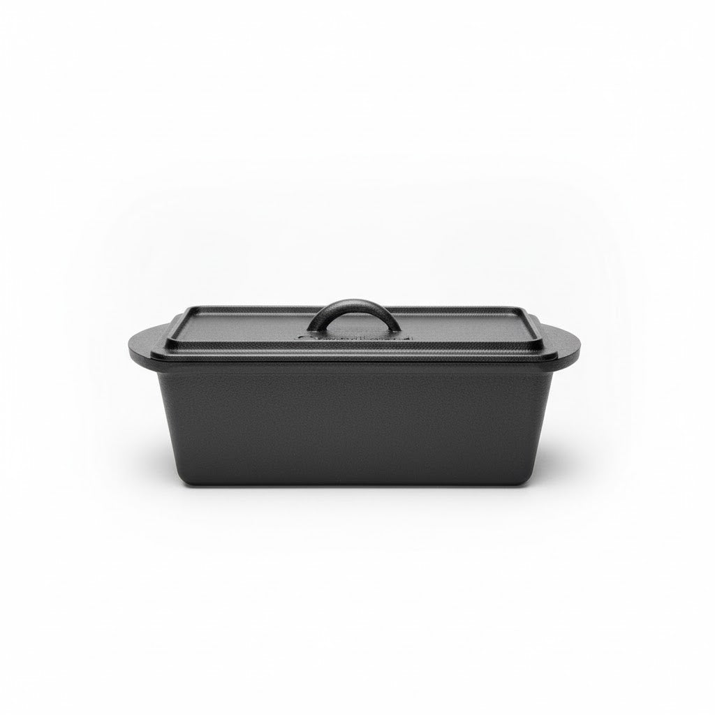 Cuisiland Cast Iron Rectangular Bread Loaf Pan, Heavy Duty 11x4.75x4,25" (14"L/Handles)  with Lid