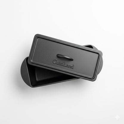 Cuisiland Cast Iron Rectangular Bread Loaf Pan, Heavy Duty 11x4.75x4,25" (14"L/Handles)  with Lid