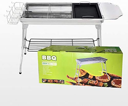 Cuisiland Lightweight Portable Foldable Stainless Steel Charcoal BBQ Grill with Basket for Backyards, Parks, Patios, Campings, Outdoor Travels