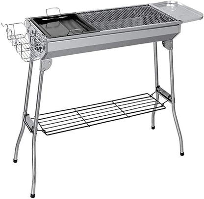 Cuisiland Lightweight Portable Foldable Stainless Steel Charcoal BBQ Grill with Basket for Backyards, Parks, Patios, Campings, Outdoor Travels