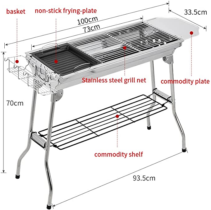 Cuisiland Lightweight Portable Foldable Stainless Steel Charcoal BBQ G